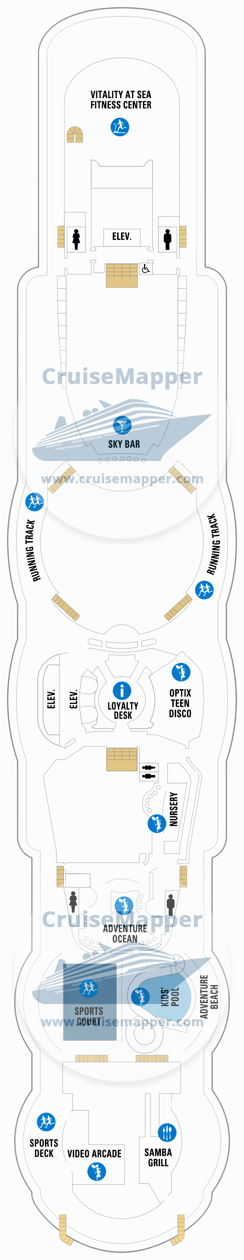 Radiance Of The Seas Deck 12 - Spa-Sports-Kids-Teens