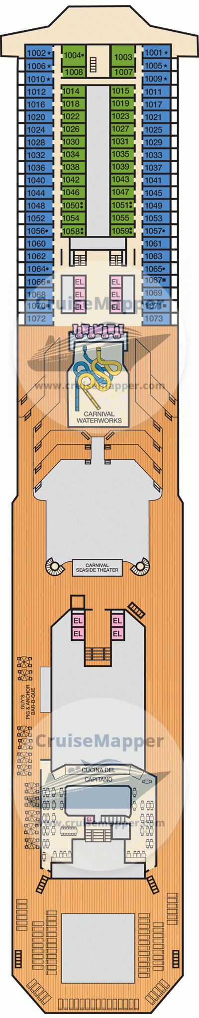 Carnival Sunrise Deck 10 - Panorama-Cabins-Waterworks