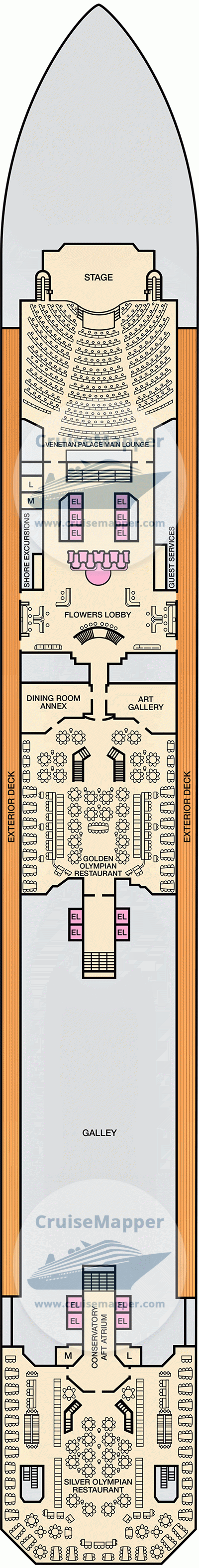 Carnival Liberty Deck 03 - Lobby-Dining