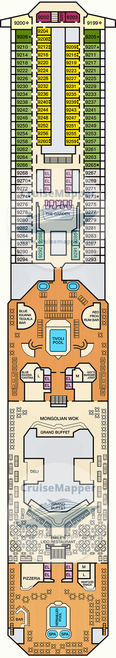 Carnival Liberty Deck 09 - Lido-Pools-Cabins