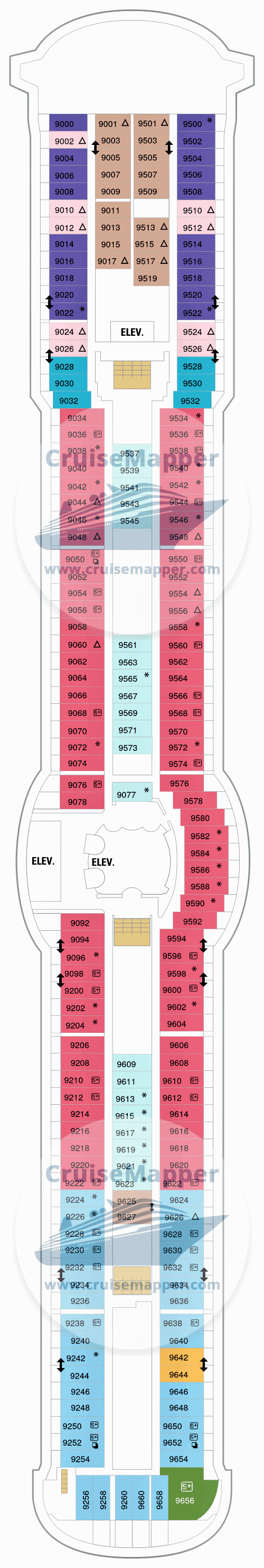 Jewel Of The Seas deck 9 plan | CruiseMapper