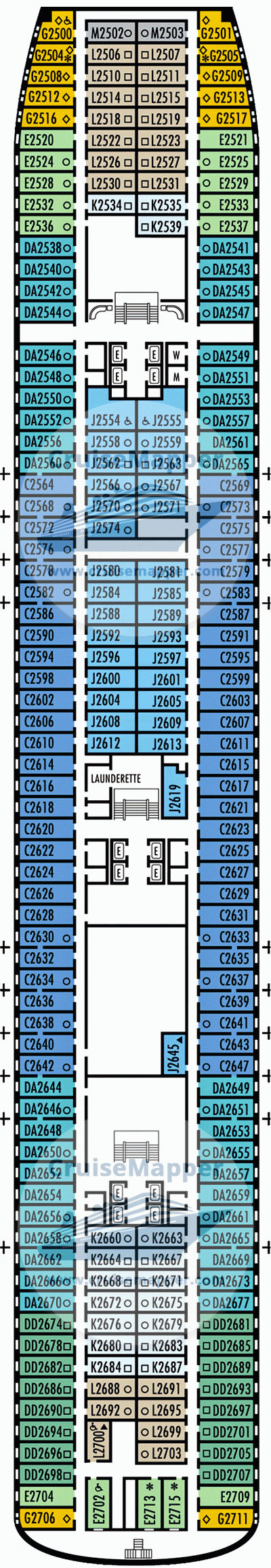 ms Zaandam Deck 02 - Main-Cabins