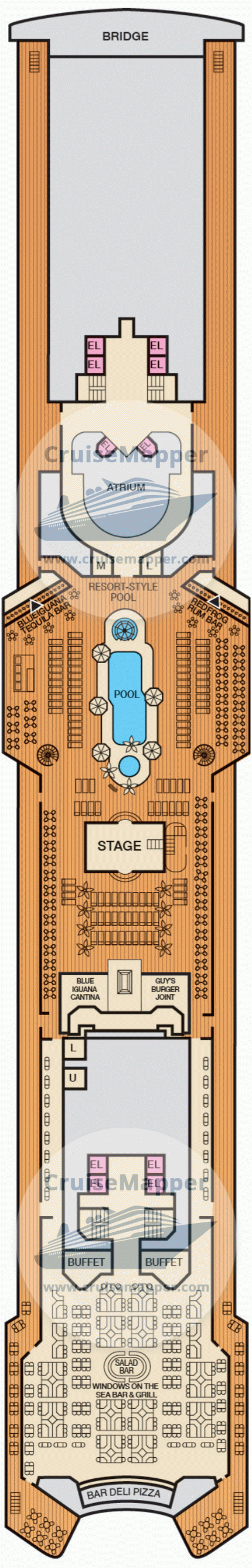 Carnival Fantasy Deck 10 - Lido-Pool-Bridge