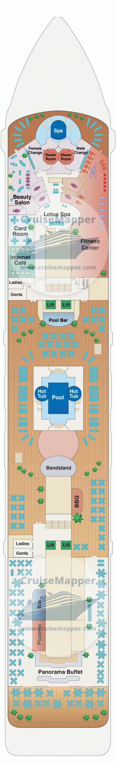 Azamara Onward Deck 18 - Pacific Princess deck9-Lido-Pool