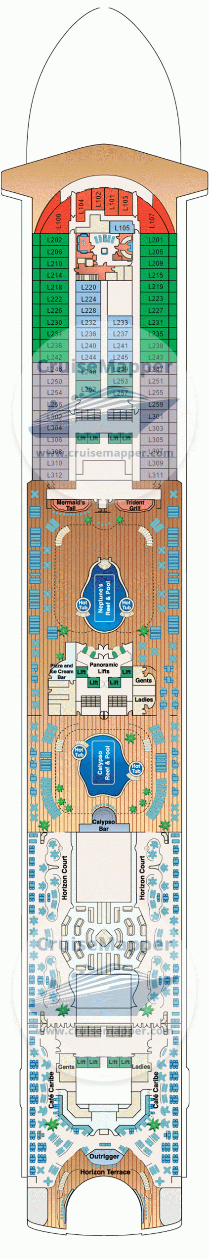 ruby princess cruise ship map