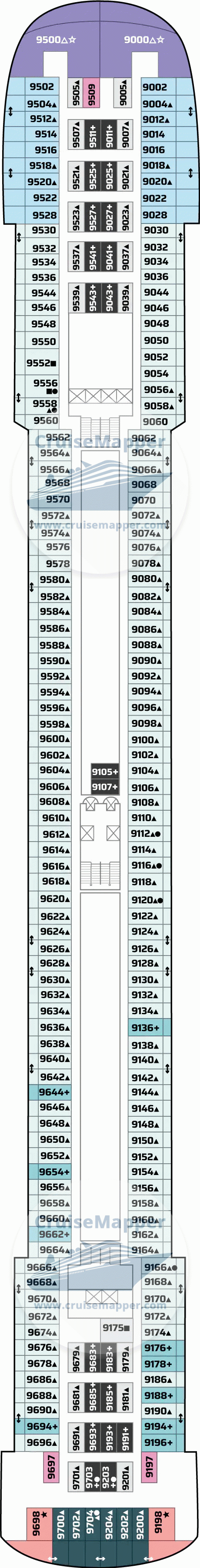 Pride of America Deck 09 - Cabins