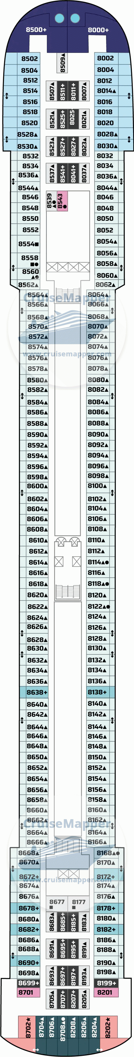 Pride of America Deck 08 - Cabins