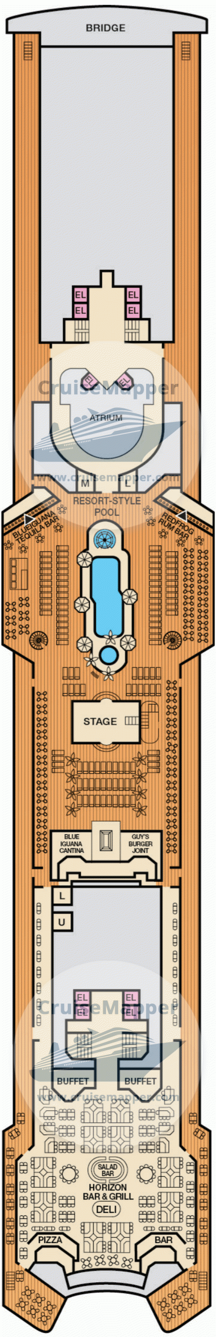 Carnival Imagination Deck 10 - Lido-Pool-Bridge