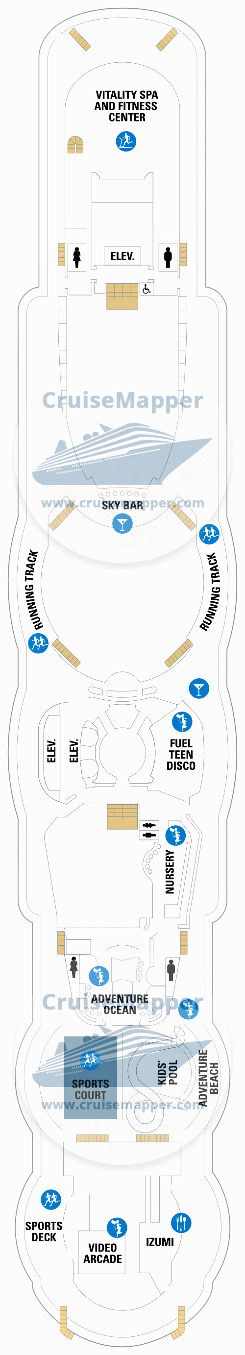 Serenade Of The Seas deck 12 plan CruiseMapper