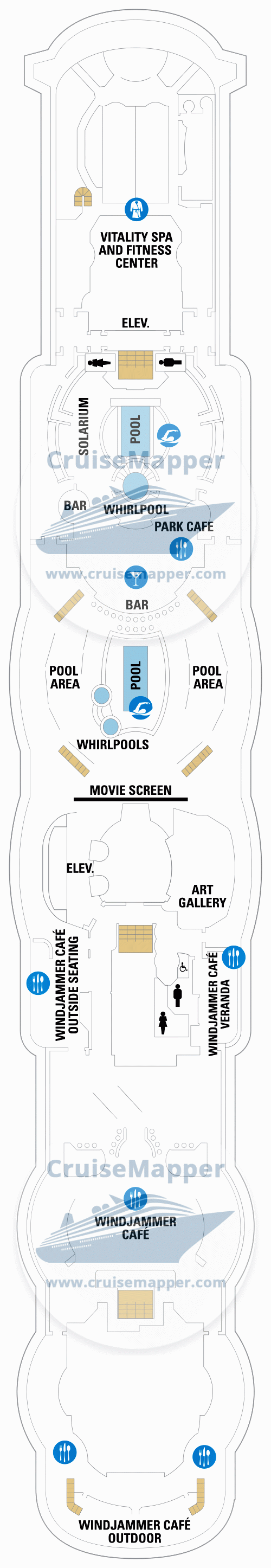 Serenade Of The Seas Deck 11 - Lido-Pools-Gym