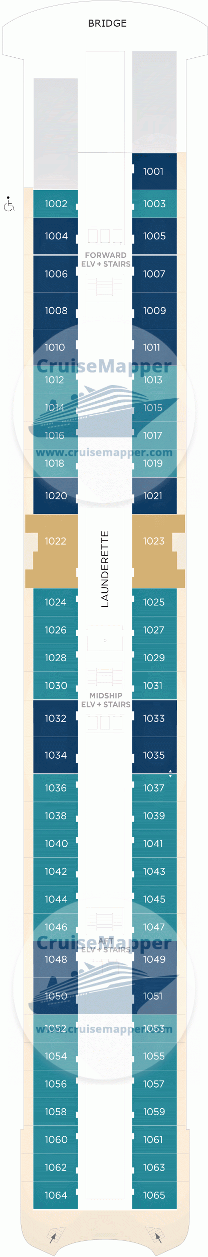 Crystal Symphony Deck 10 - Penthouse-Cabins-Bridge