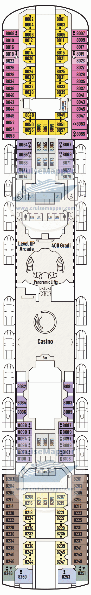 Pacific Explorer Deck 08 - Cabins-Casino