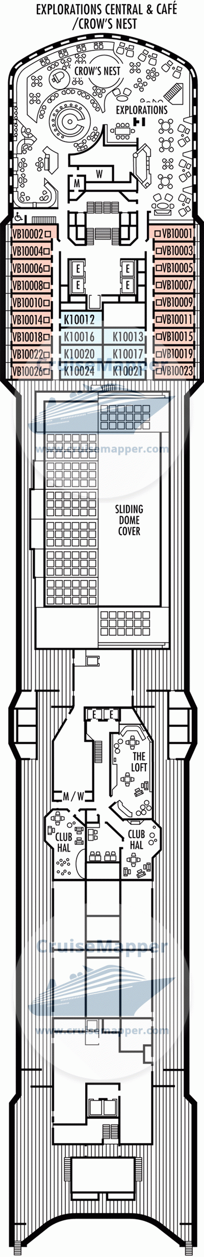 ms Noordam Deck 10 - Observation-Cabins-Kids-Teens-Crows Nest