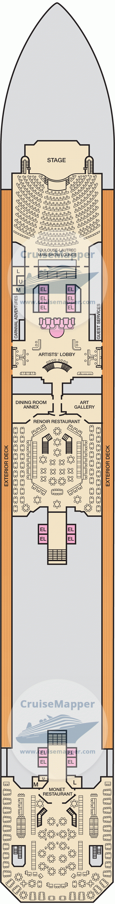 Carnival Conquest Deck 03 - Lobby-Dining