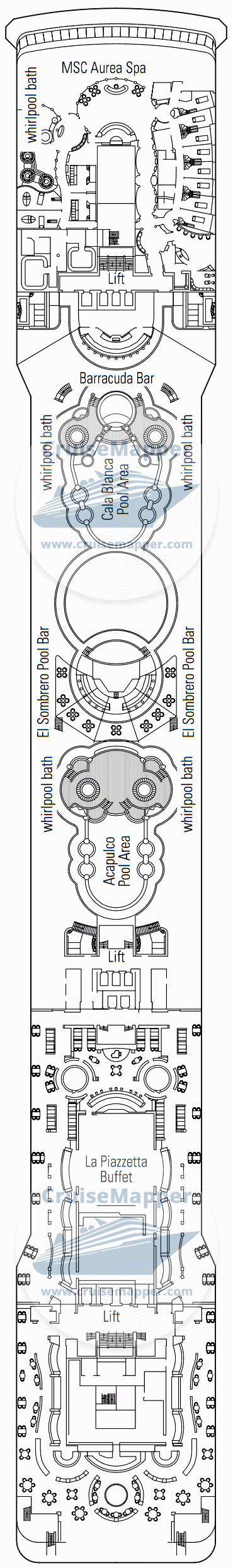 MSC Orchestra Deck 13 - Mandolino-Spa-Lido-Pools