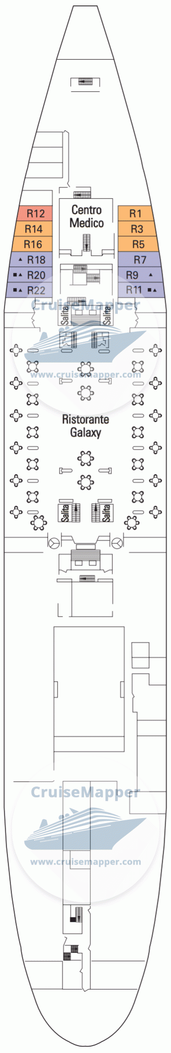 MSC Melody Deck 03 - Restaurant-Hospital-Cabins