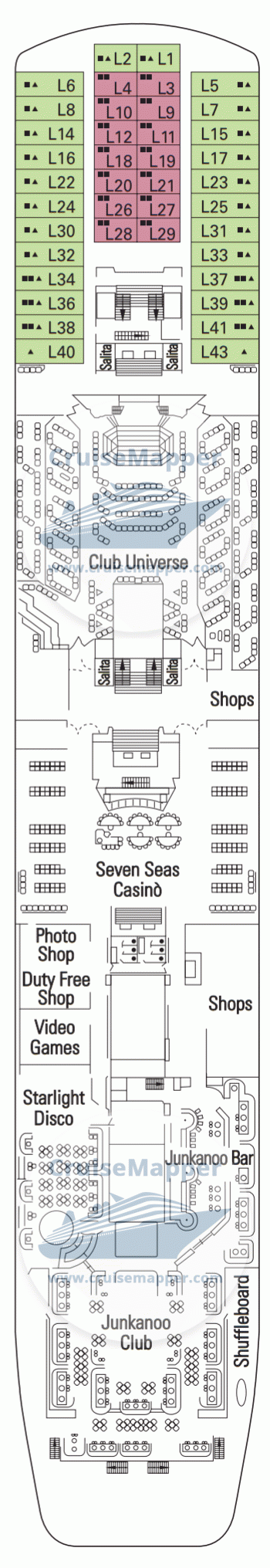 MSC Melody Deck 07 - Lounge-Casino-Shops-Cabins