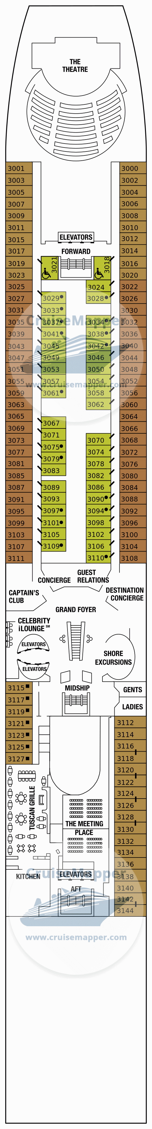 Celebrity Millennium deck 3 plan CruiseMapper