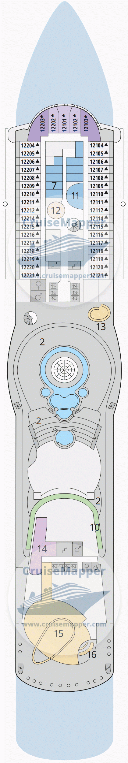 AIDAblu Deck 12 - Cabins-Spa-Pools-Teens