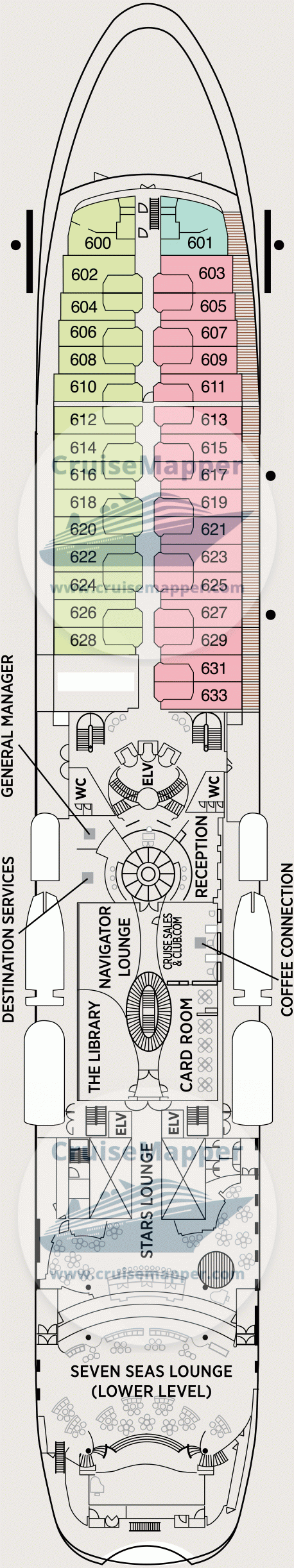 Seven Seas Navigator Deck 06 - Lobby-Lounge-Cabins