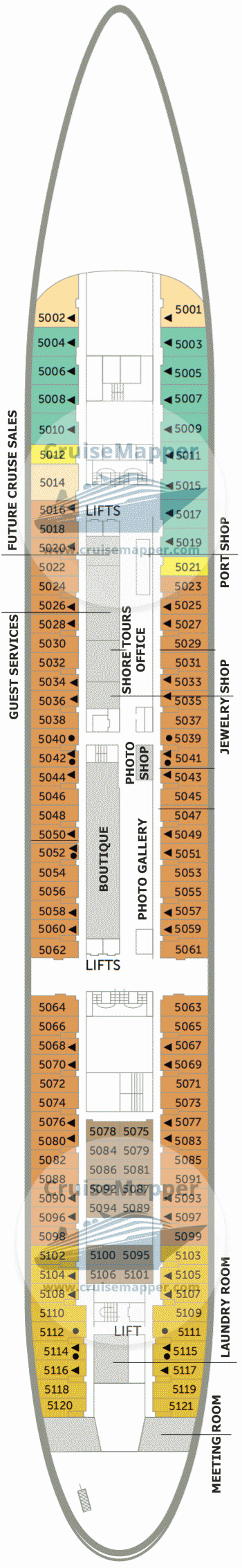 Boudicca Deck 05 - Main-Cabins-Lobby