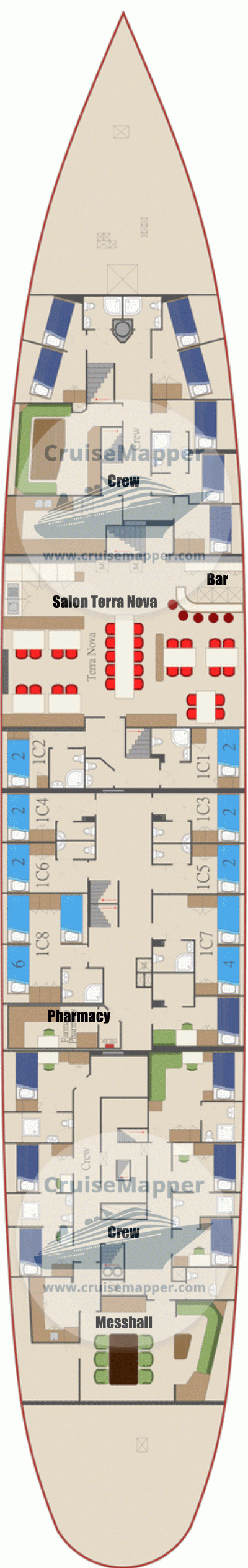 Santa Maria Manuela Deck 02 - Cabins-Restaurant-Lounge-Crew