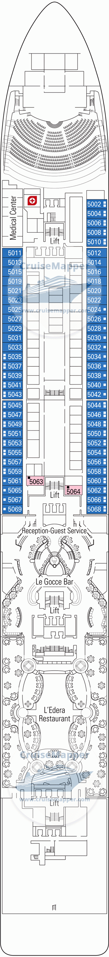 MSC Magnifica Deck 05 - Sorrento-Cabins-Lobby-Hospital