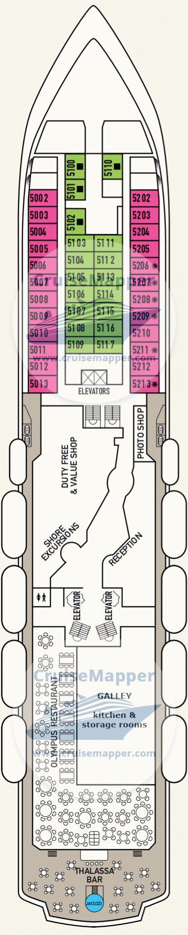 Celestyal Crystal Deck 05 - Dionyssos-Cabins-Dining-Lobby-Shops