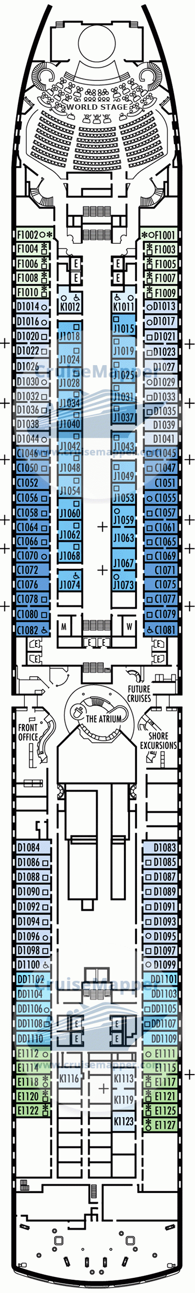 ms Zuiderdam Deck 01 - Main-Cabins-Lobby