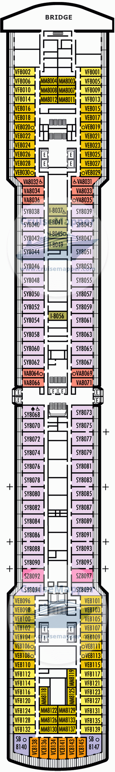 ms Zuiderdam Deck 08 - Navigation-Cabins