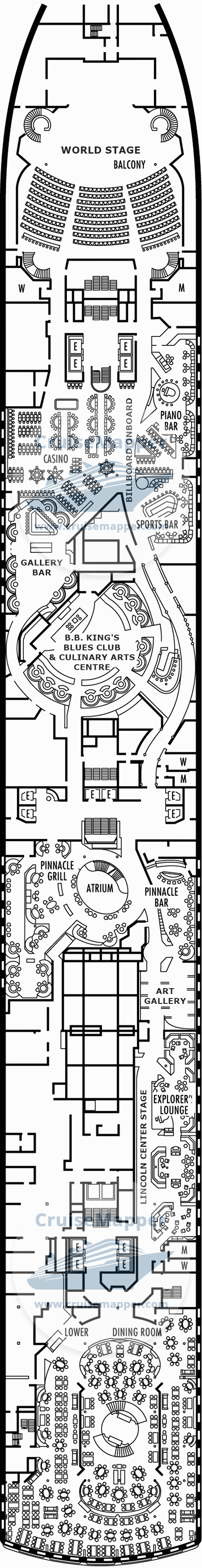 ms Zuiderdam Deck 02 - Lower Promenade-Casino-Lounge-Dining1