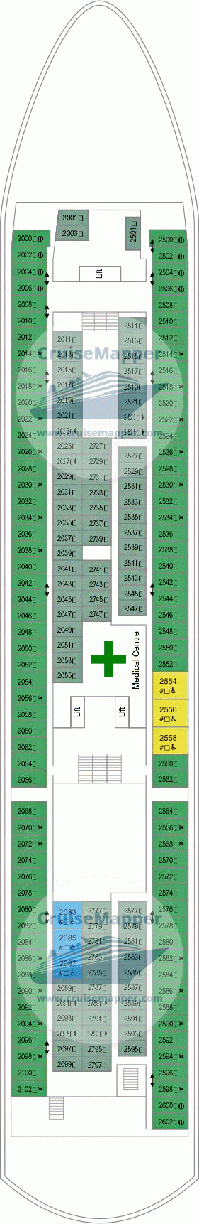 Marella Discovery 2 Deck 02 - Cabins-Hospital