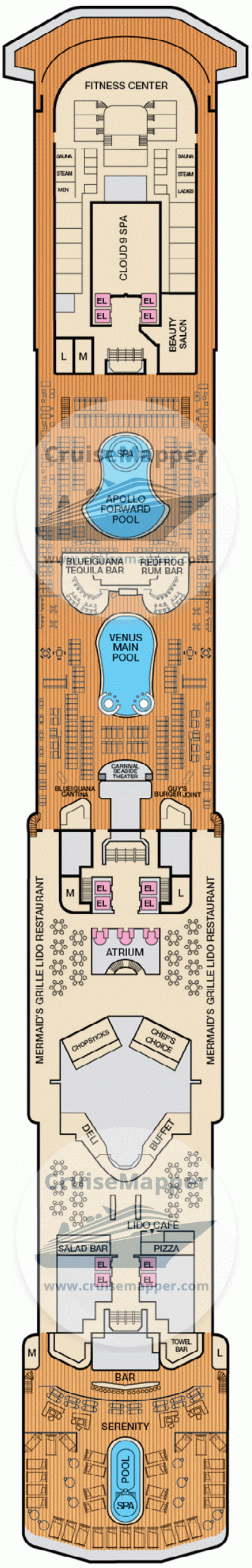 Carnival Pride Deck 09 - Lido-Pools-Spa-Serenity