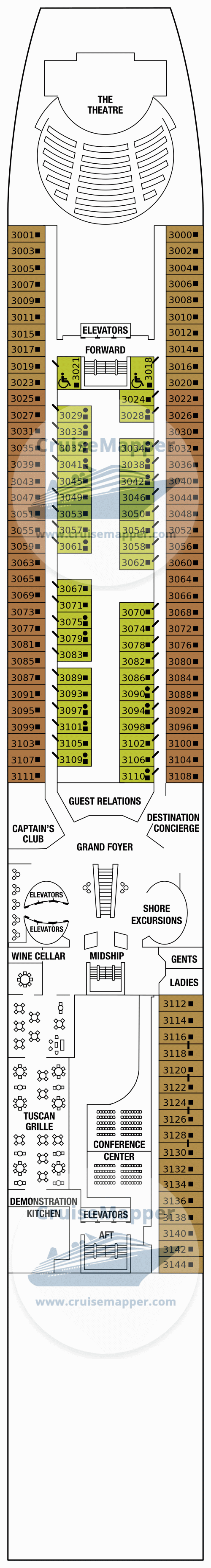 Celebrity Infinity Deck 03 - Plaza-Cabins