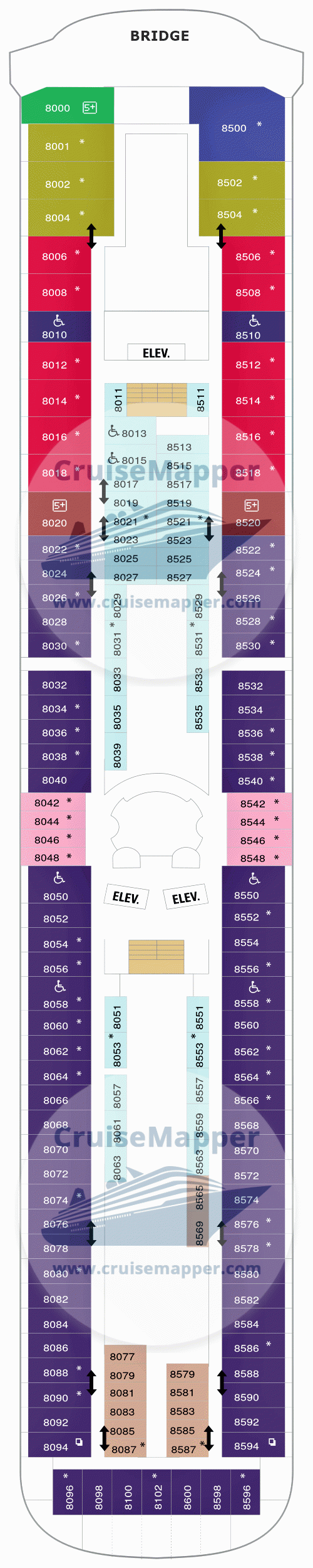 Rhapsody Of The Seas deck 8 plan CruiseMapper