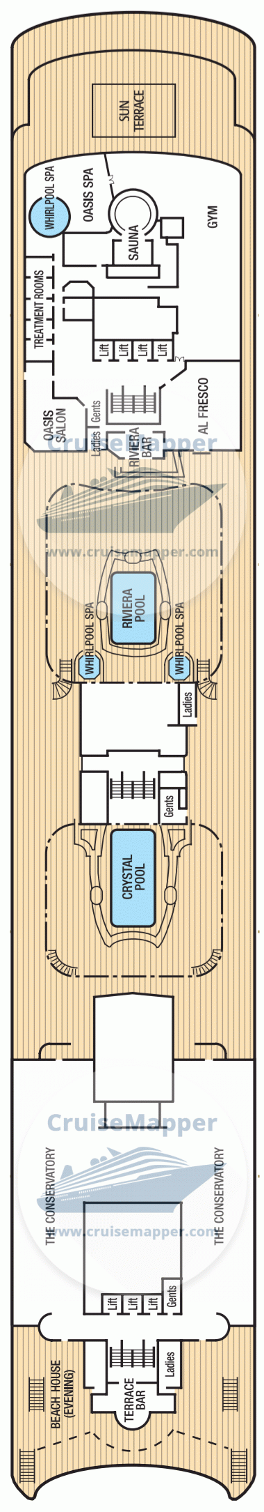 Piano Land Deck 12 - P&O Oriana deck12-Lido-Pool-Spa