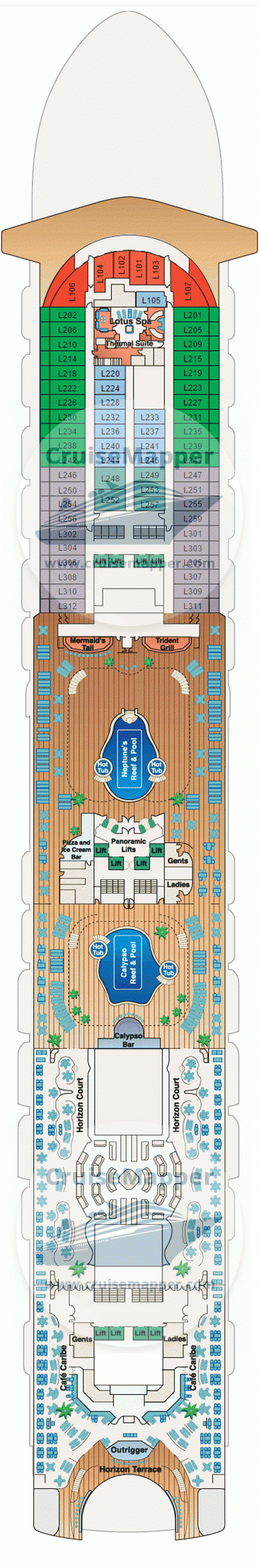 Emerald Princess Deck 15 - Lido-Pools-Cabins