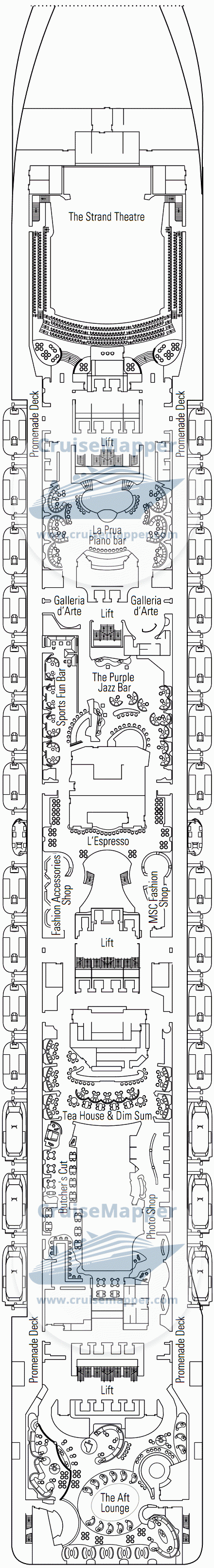 MSC Splendida Deck 07 - Tiziano-Promenade-Lounge