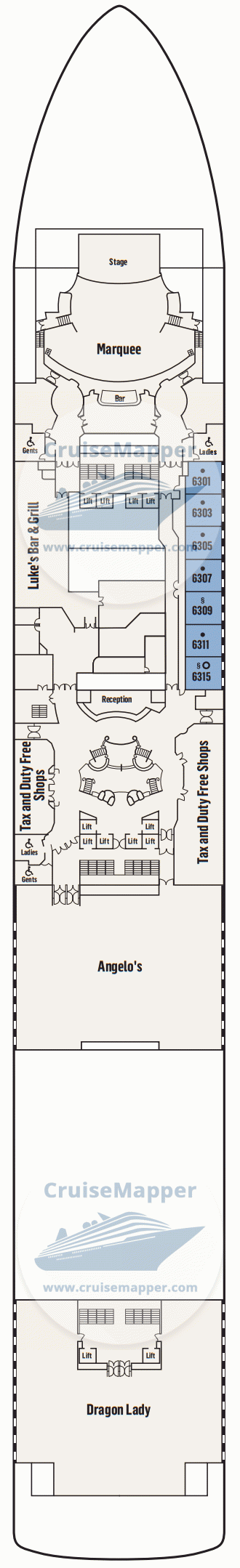 Pacific Adventure Deck 06 - Cabins-Dining2-Shops2