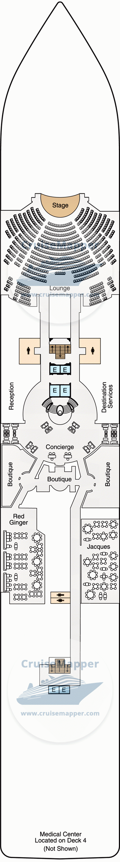 Oceania Riviera Deck 05 - Lobby-Shops-Restaurants