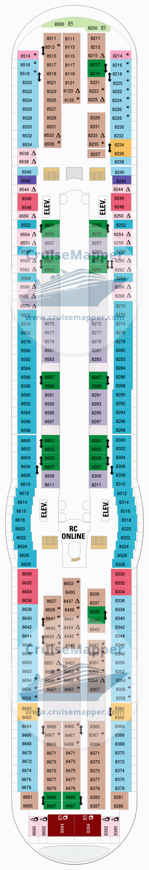 Explorer Of The Seas deck 8 plan | CruiseMapper