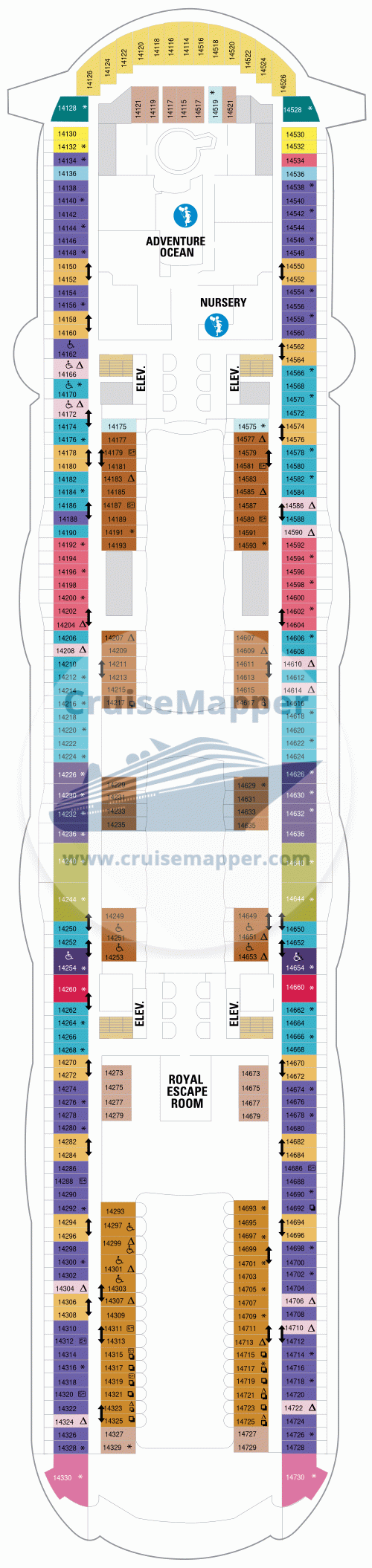 Oasis Of The Seas deck 14 plan CruiseMapper