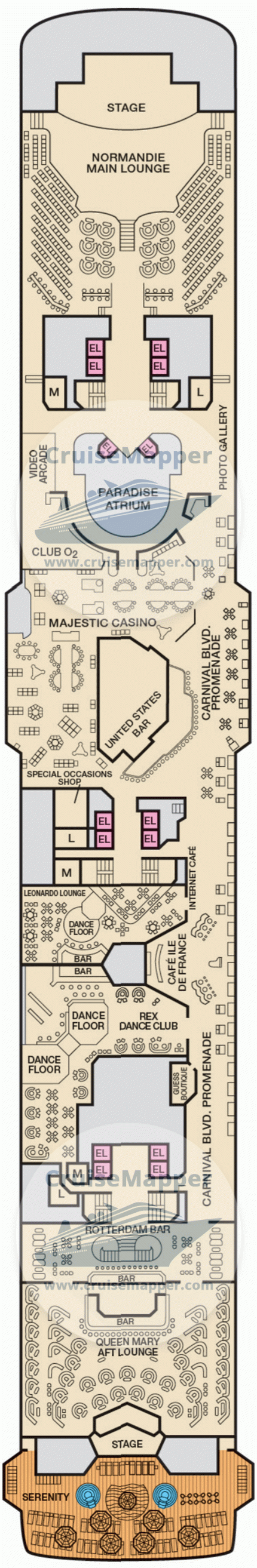 Carnival Paradise Deck 09 - Promenade-Shops-Casino-Serenity