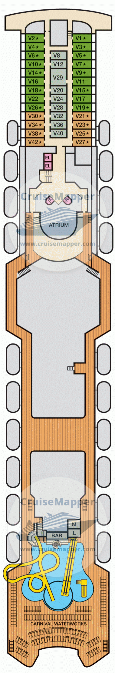 Carnival Paradise Deck 11 - Verandah-Cabins-Kids-WaterWorks