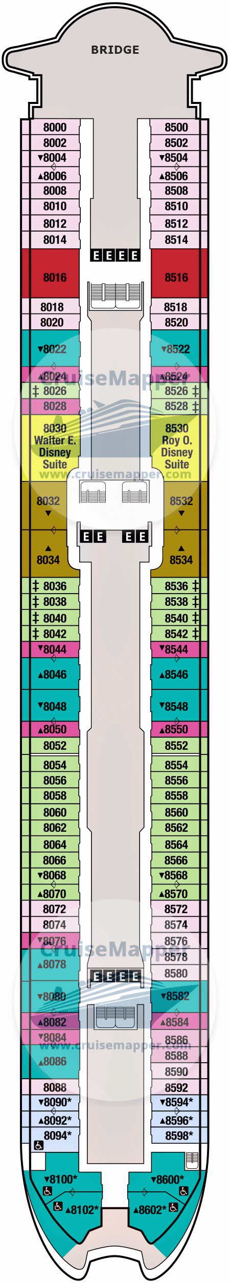 Disney Wonder deck 8 plan | CruiseMapper