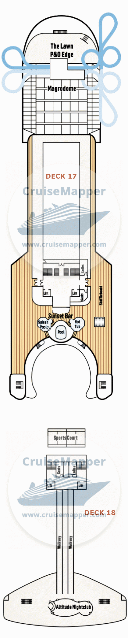 Pacific Encounter Deck 17 - P&O Edge-Waterslide-Sports-Nightclub