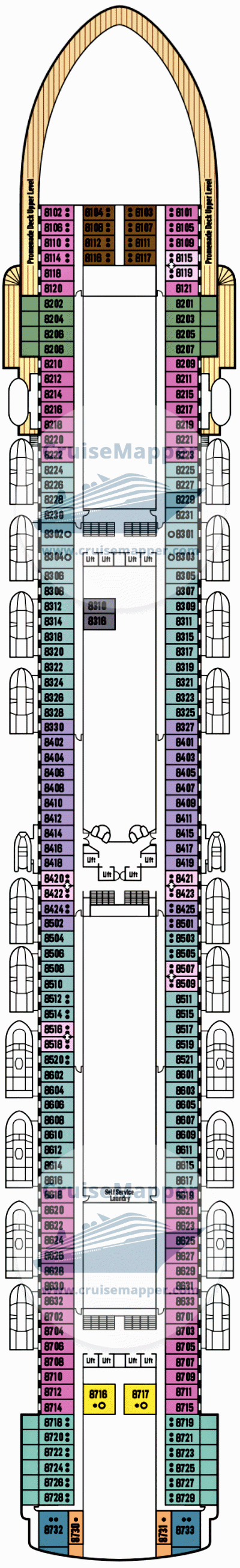 Pacific Encounter Deck 08 - Cabins