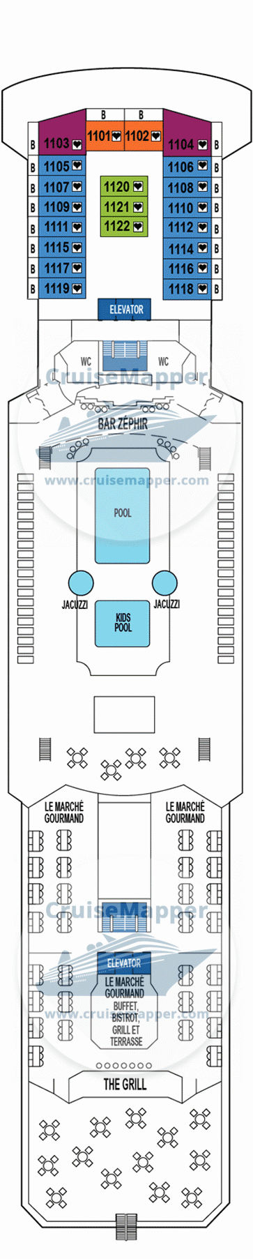 Pullmantur Horizon Deck 11 - Outremer-Lido-Pools-Cabins