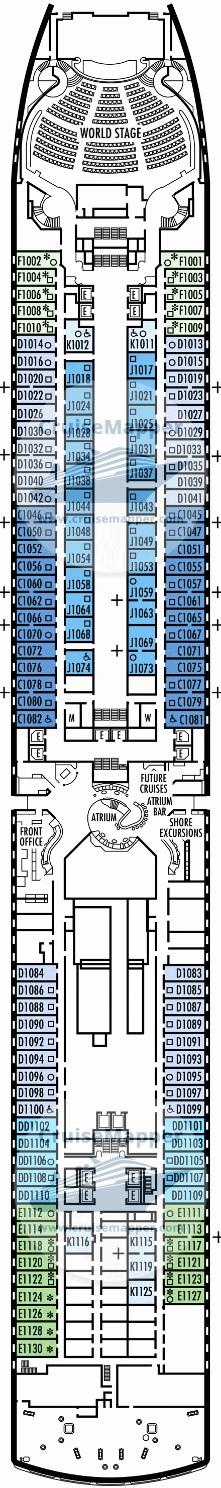 ms Eurodam Deck 01 - Main-Cabins-Lobby