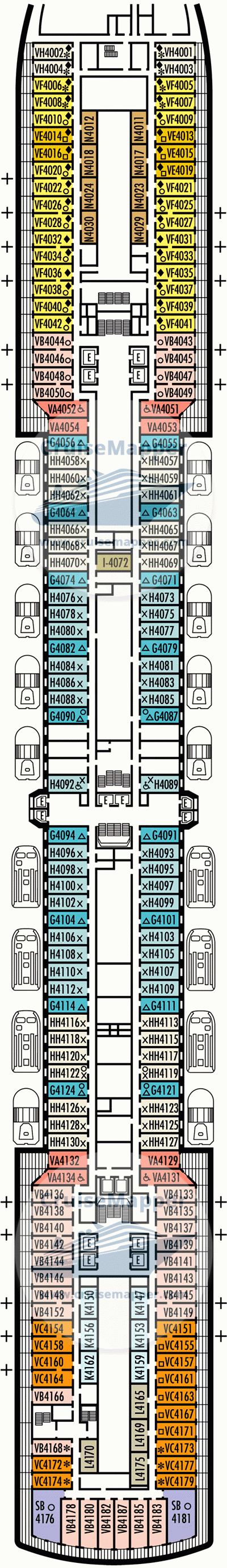 ms Eurodam Deck 04 - Upper Promenade-Cabins